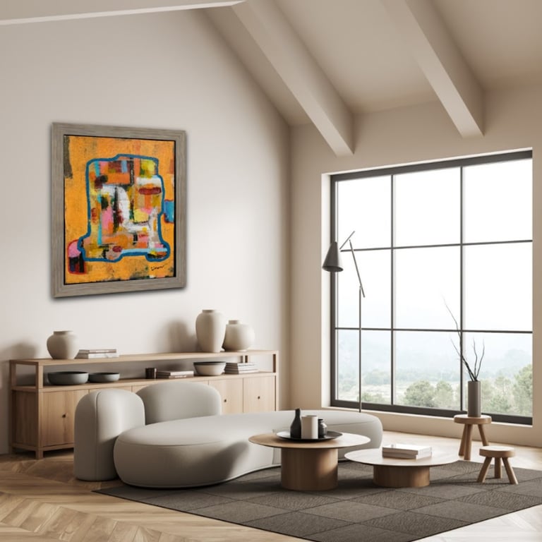#1114 Maleri 80X100 cm m/sort ramme billede 2