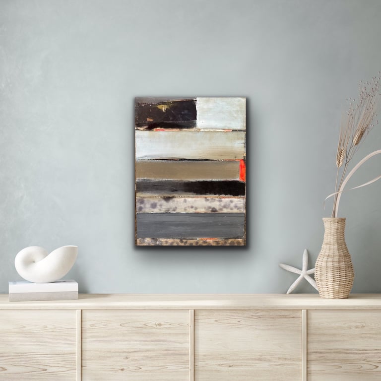 MALERI Abstrakt landskab 60x40 cm billede 5