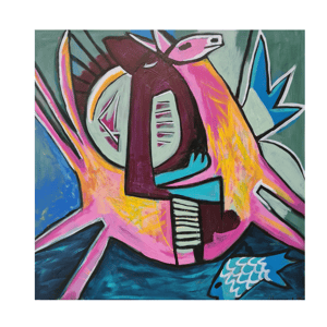 Kriger til hest 80x80 cm – produktbillede