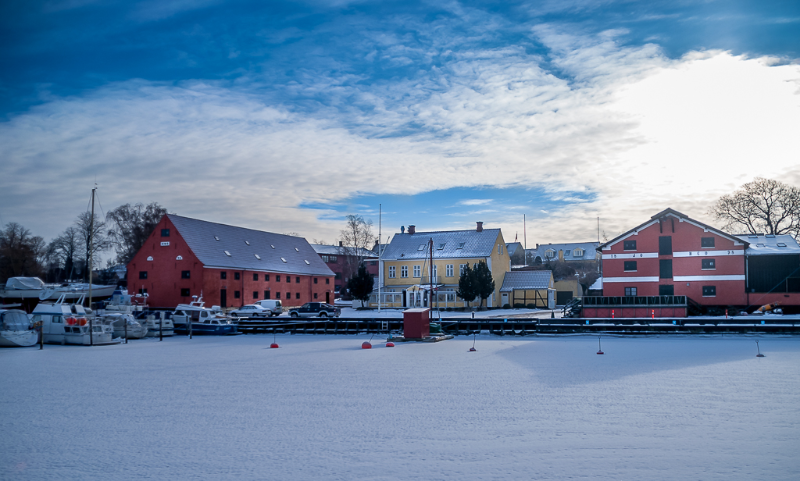 Vinter over Præstø havn hav en meget kold vinterdag