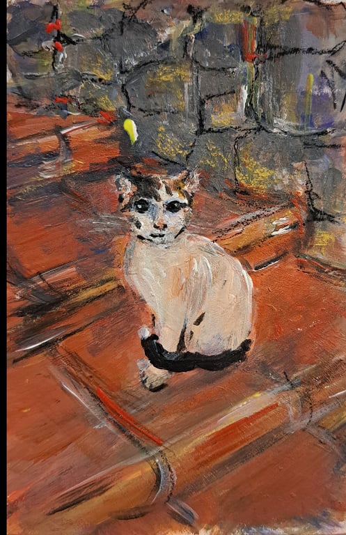 Kat i istanbul, akryl på papir, 14,8x20 ved Galathea tårnet