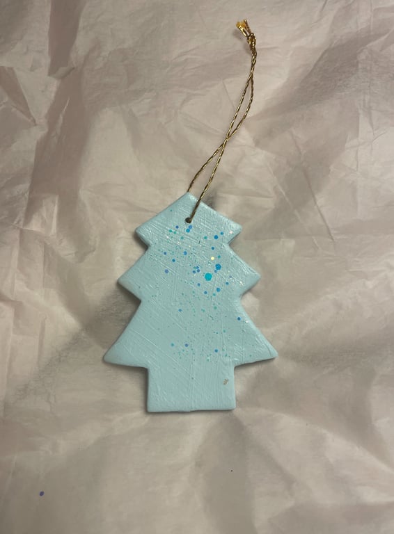 Keramik ophæng - juletræ 8 cm