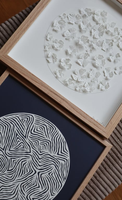 30x30cm, 3D papercut, hvid, indrammet  (6)