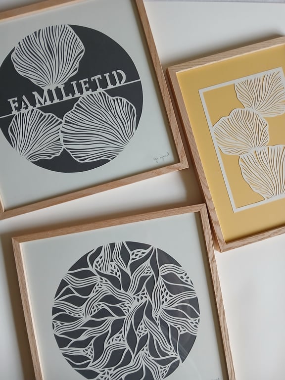 Familietid, 30x30cm, antracit, indrammet (3)