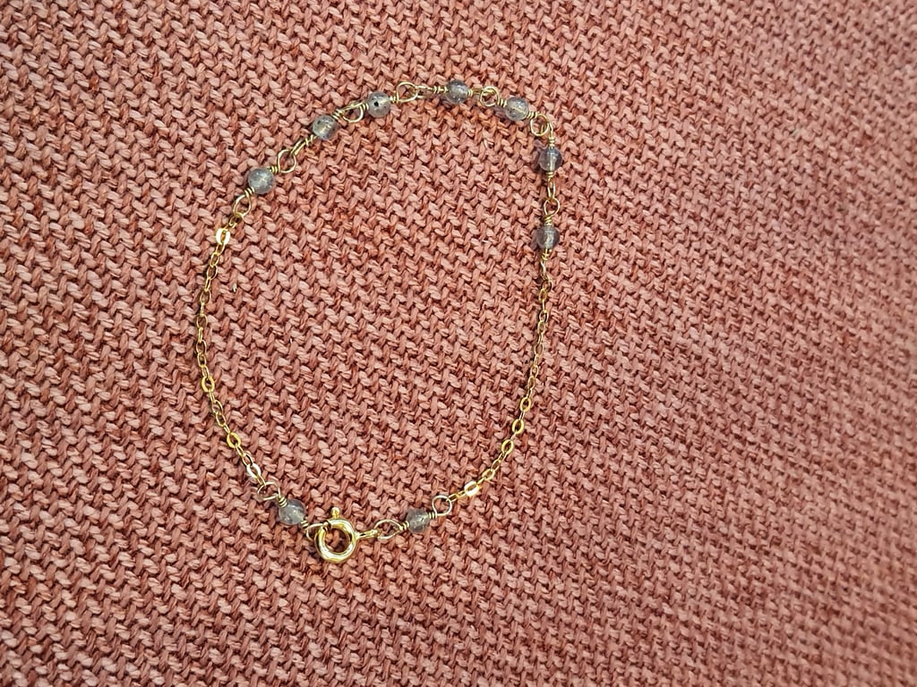 Forgyldt sterling sølv armbånd med månesten