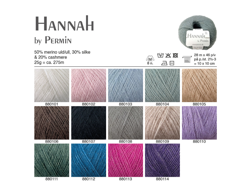 Kit: BLUSE MED V-HALS- garn: Hannah by Permin - 14 farver (19)