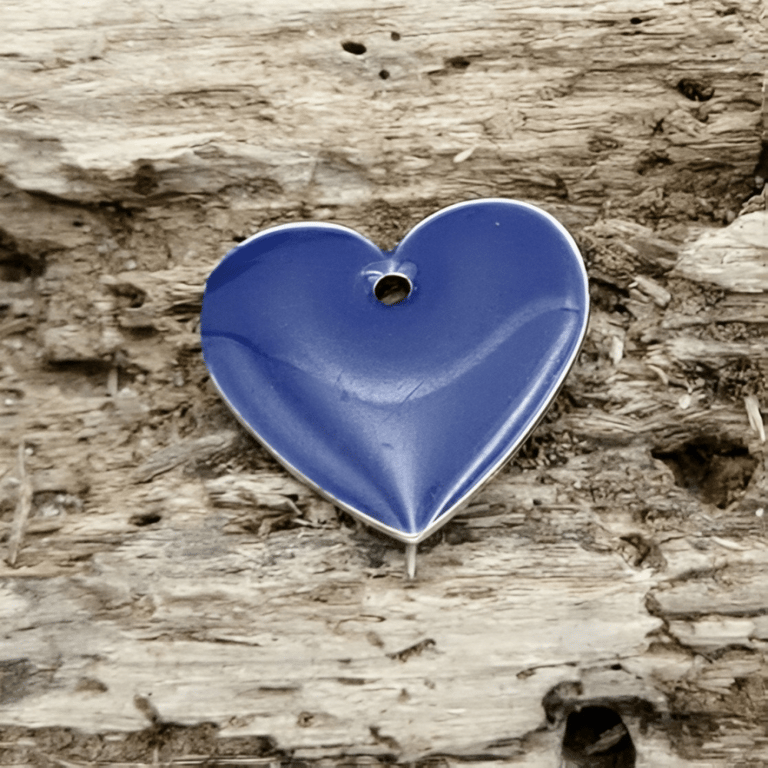 Emalje hjerter - store mørkeblå. billede 2