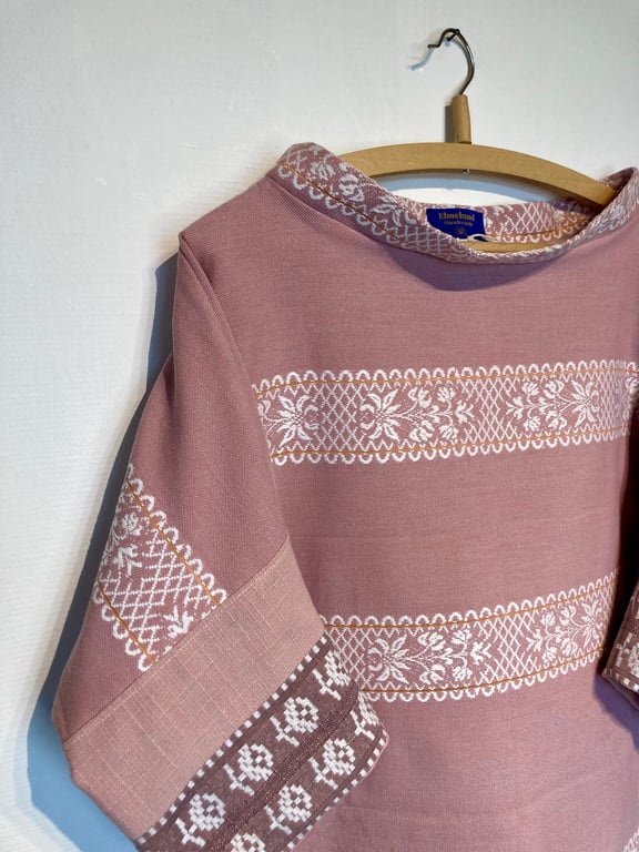 Rosa Trine-bluse med twist billede 2