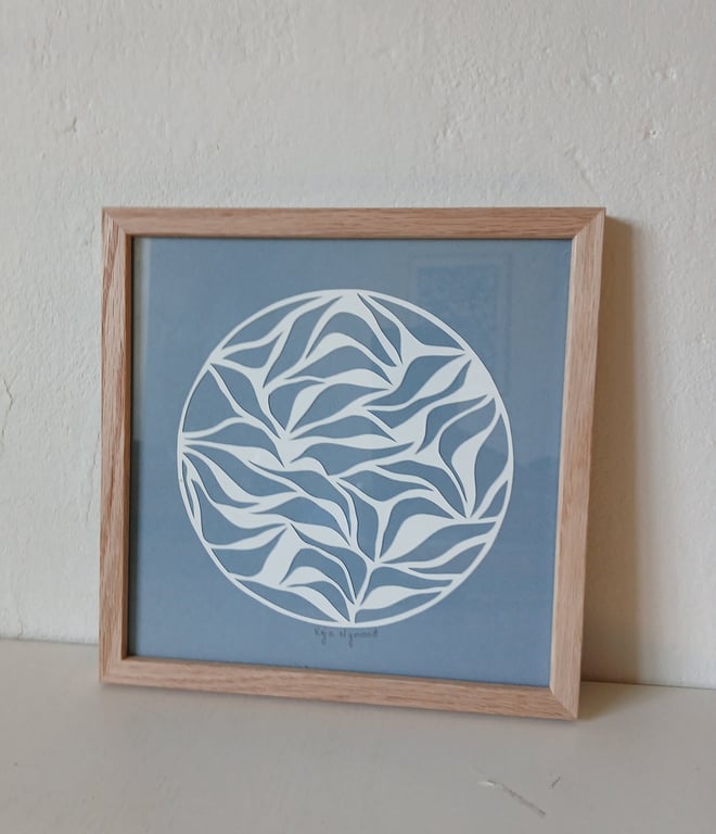 20x20cm papercut par, mørk dueblå, Indrammet  (3)