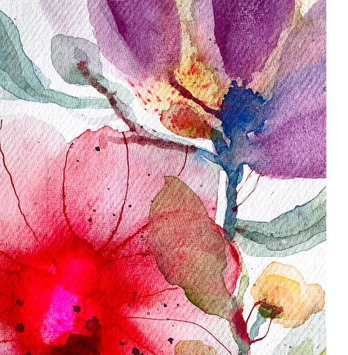 Flyvende pærer og vilde blomster #3 - original akvarel (3)