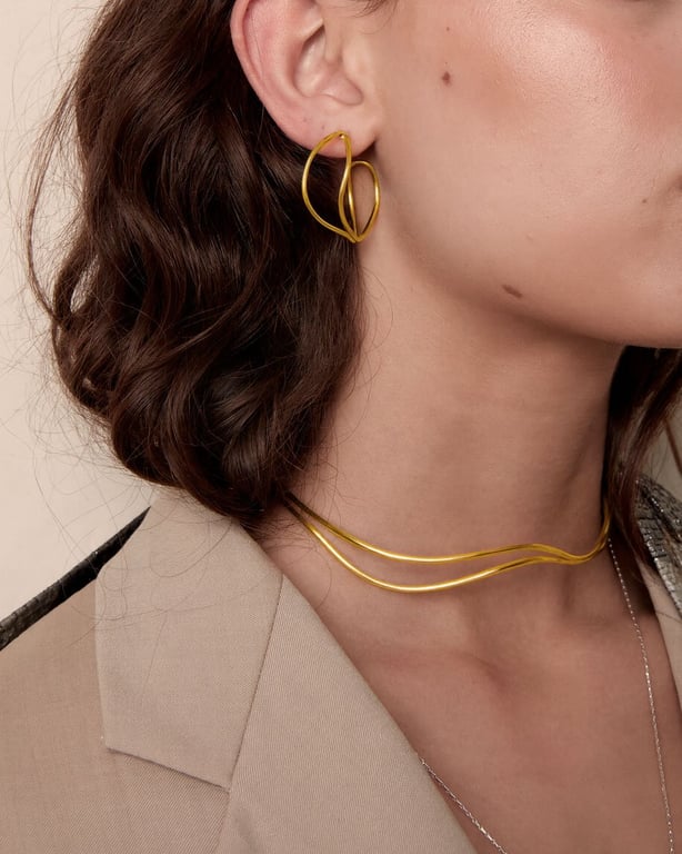 INEL Ocean Waves Hoops gold-plated billede 3