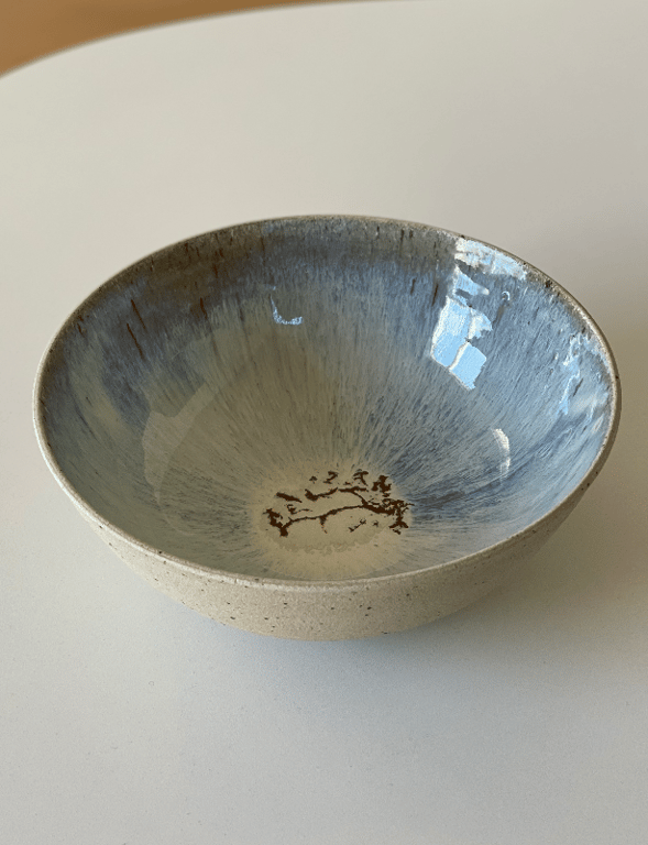 Salatskål/fad, skifergrå/cremehvid - ø 23 cm