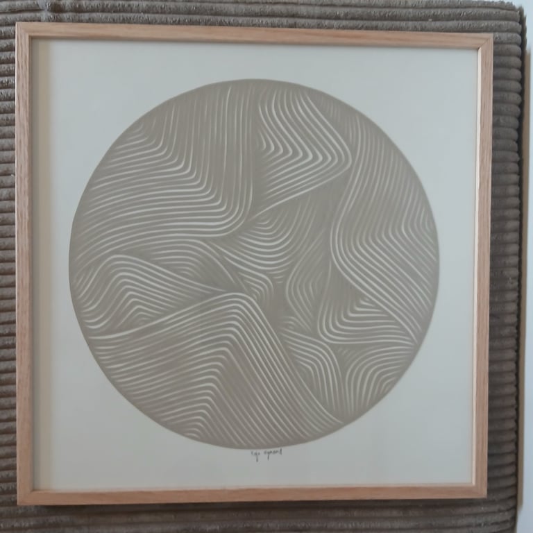 40x40cm, beigegrå papercut, indrammet  (3)