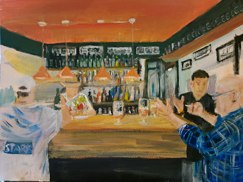 SOLGTMarinestuen / Palle Sømand, akryl, 30x40 SOLGT