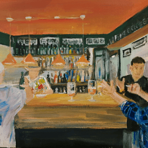 SOLGTMarinestuen / Palle Sømand, akryl, 30x40 SOLGT – produktbillede