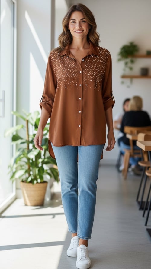 Dixie Viscose shirt. Rust. Onesize str. 36-46. (2)