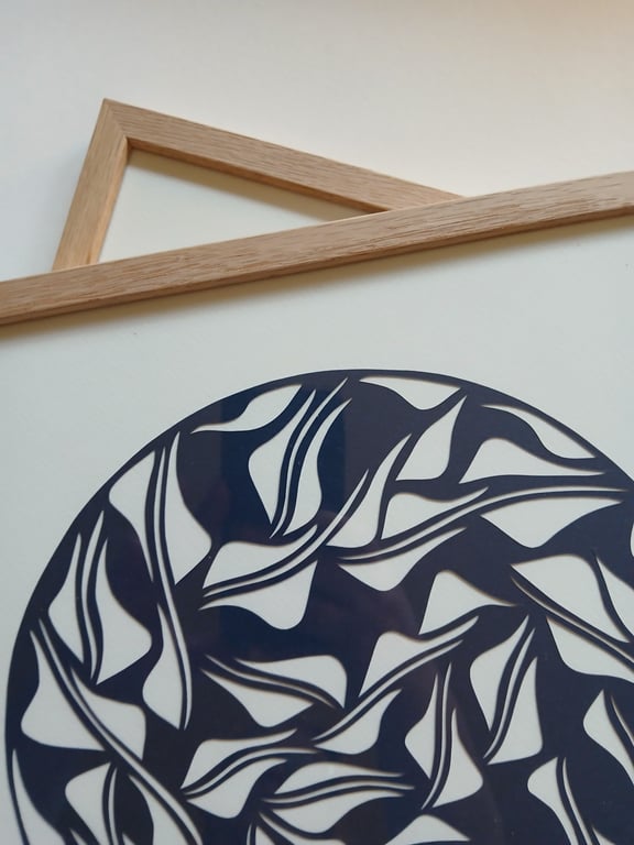 30x30cm papercut, Marineblå, indrammet  (2)