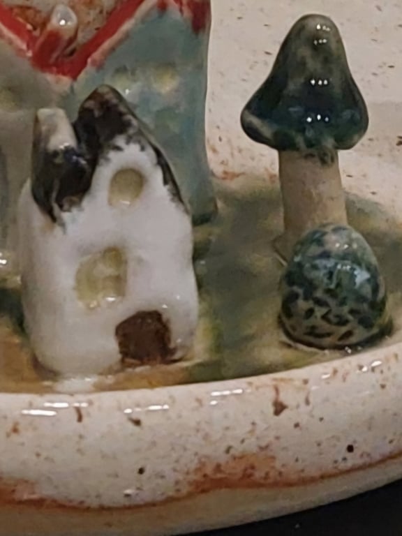 Kammerlysestage med små huse og træ   billede 3