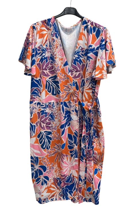 Silvia slå om dress, Orange/blue w  flowers. Onesize 36-46. (3)