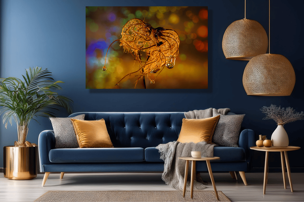 Et makro kunstfoto af en Klematis frøstand i spændende farver billede 2