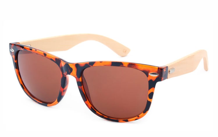 Braune Wayfarer-Sonnenbrille aus Bambus
