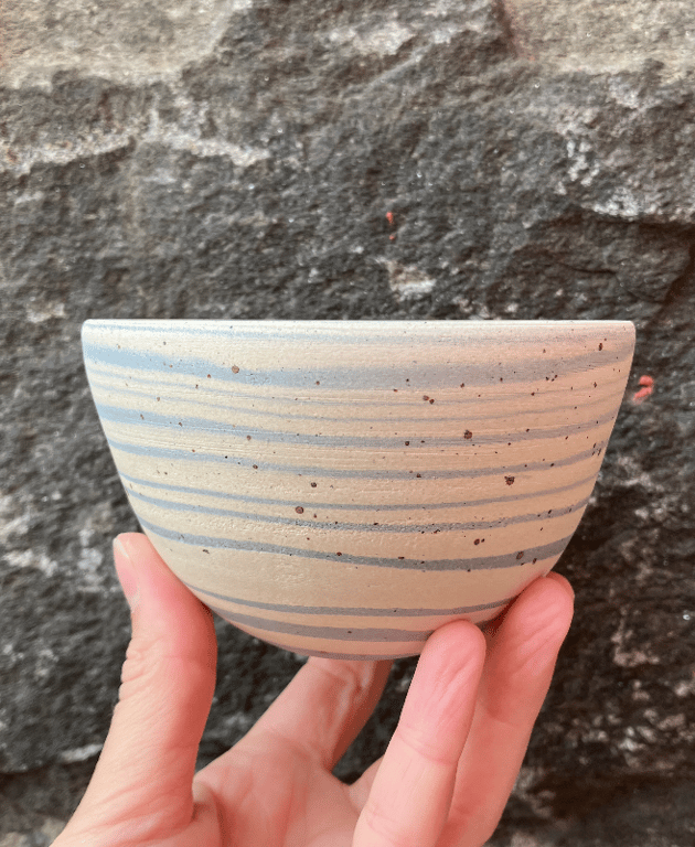 Marmoreret skål, blå