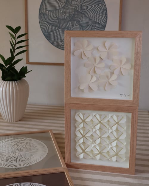 20x20cm 3d papirværk, naturhvid, indrammet (3)