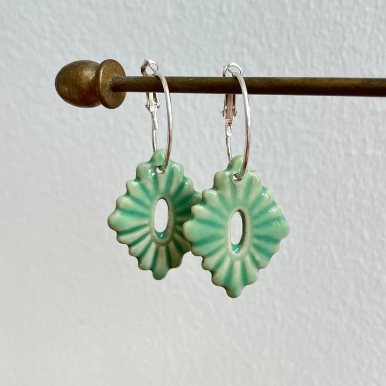 Lys grøn - øreringe billede 2