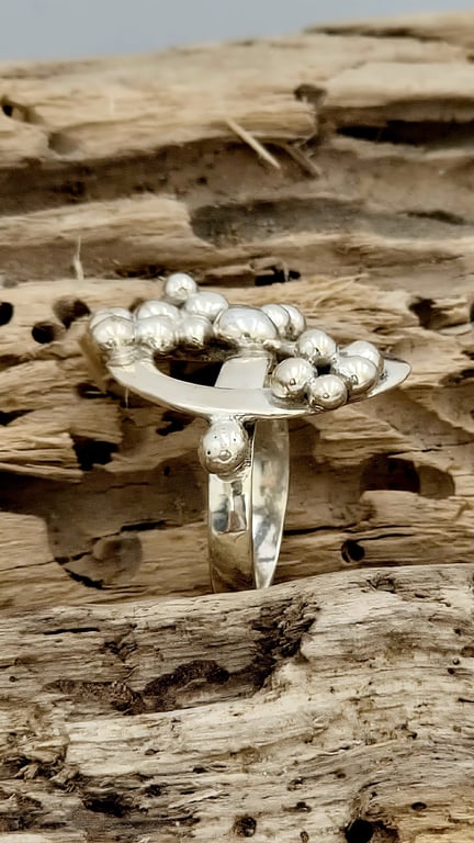 Unika kugle sølv ring. billede 3