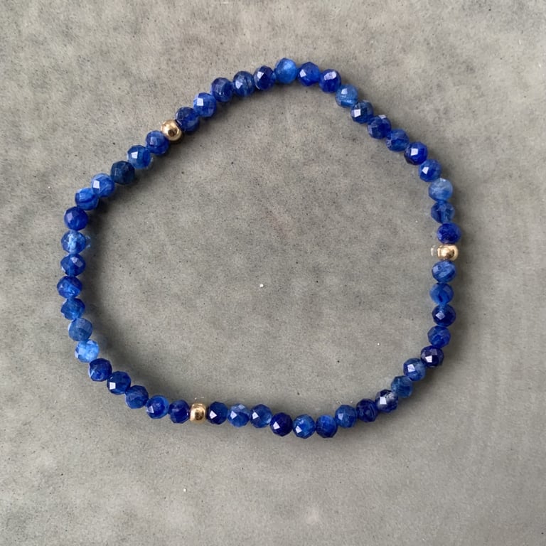 Naturlig blå kyanit armbånd 3mm billede 2