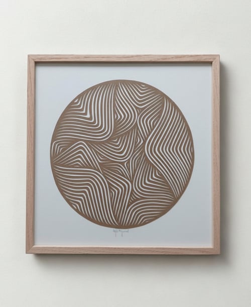 30x30cm, papercut, brun, indrammet 