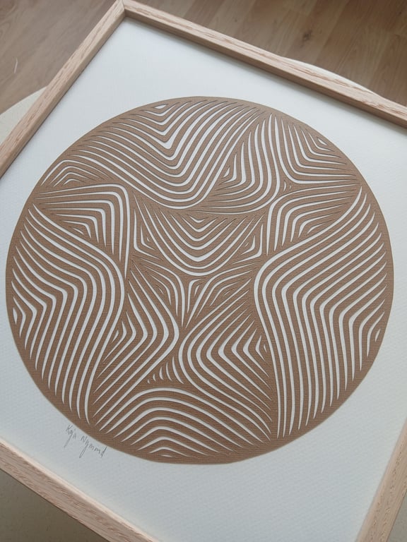 30x30cm, papercut, brun, indrammet  billede 2