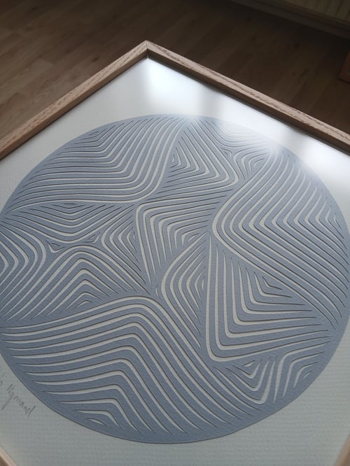 30x30cm, papercut, stålblå, indrammet  (2)