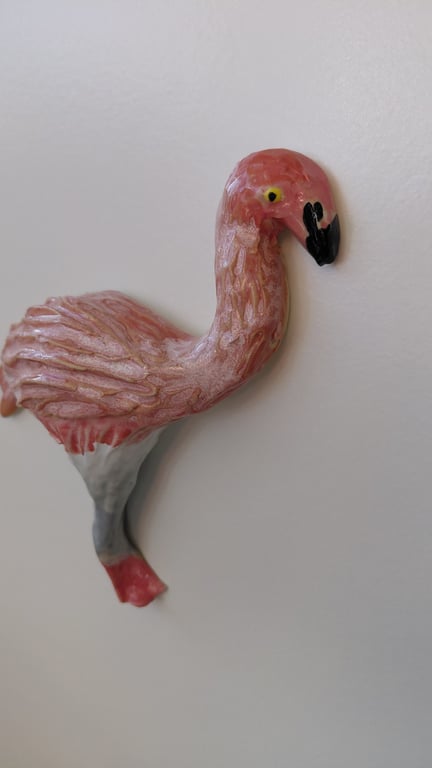 væghængt lyserød flamingo (med lille skønhedsfejl) billede 2