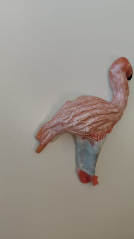 væghængt lyserød flamingo (med lille skønhedsfejl) billede 3