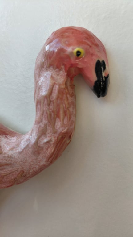 væghængt lyserød flamingo (med lille skønhedsfejl) billede 7