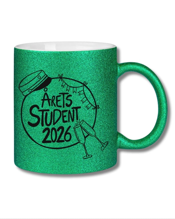 Krus: Årets Student 2026 Grøn glimmer