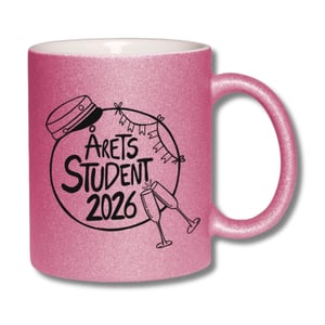 Krus: Årets Student 2026 Pink glimmer – produktbillede