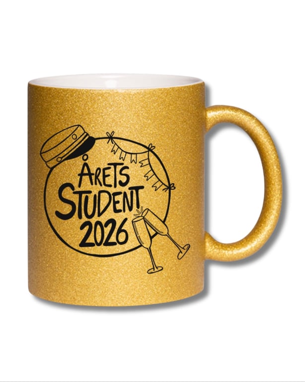 Krus: Årets Student 2026 Guld glimmer