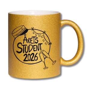 Krus: Årets Student 2026 Guld glimmer – produktbillede