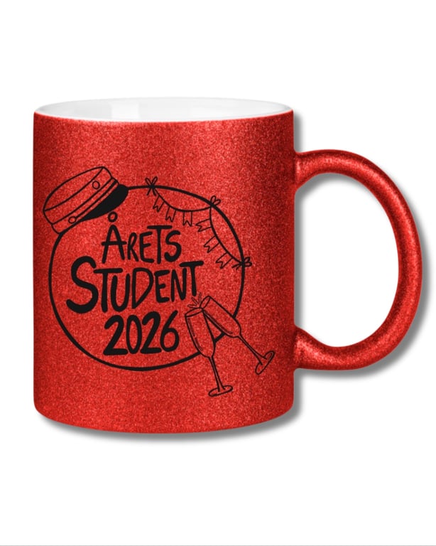 Krus: Årets Student 2026 Rød glimmer