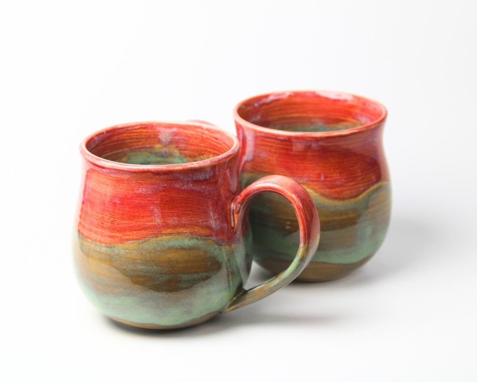 Kop i pink og turkis