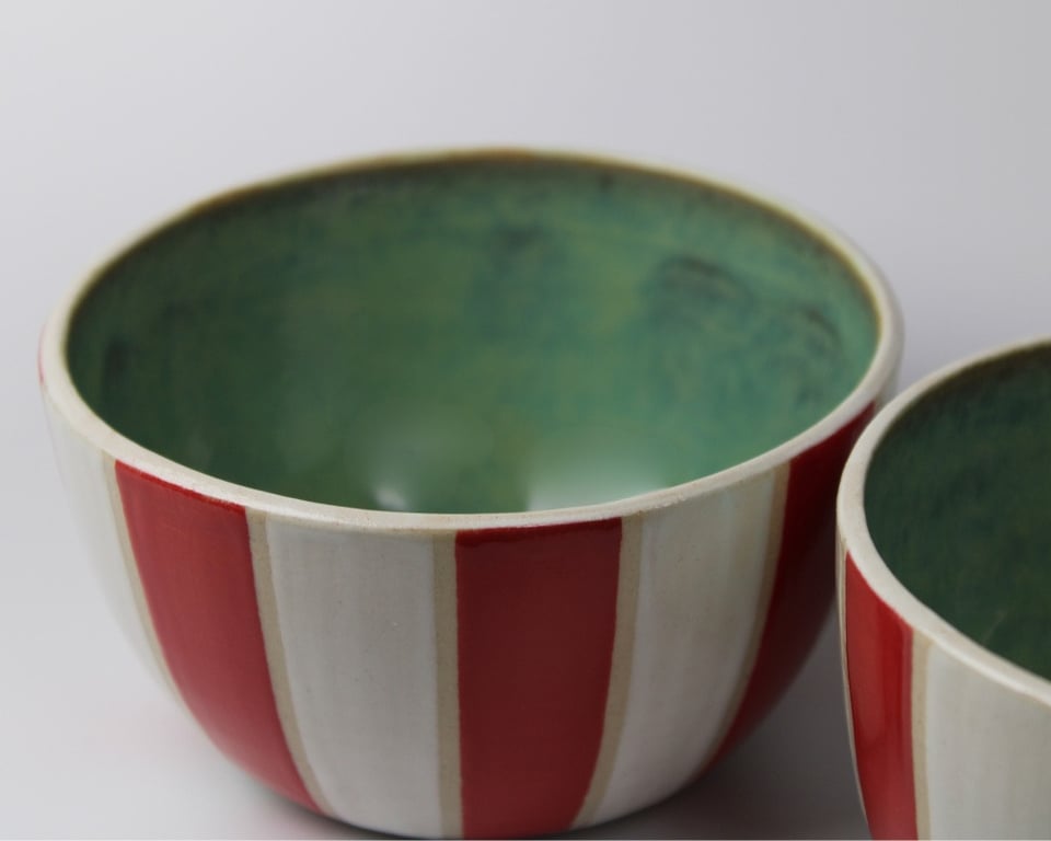 Tivoli skål, rød/hvid stribet billede 2