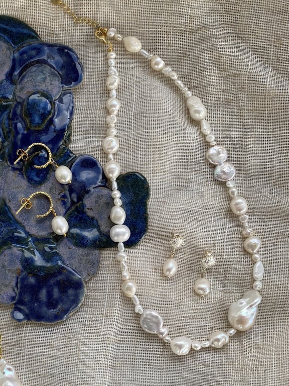 Halskæde med ferskvandsperler #4