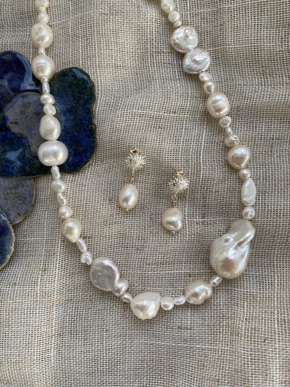 Halskæde med ferskvandsperler #4 billede 2