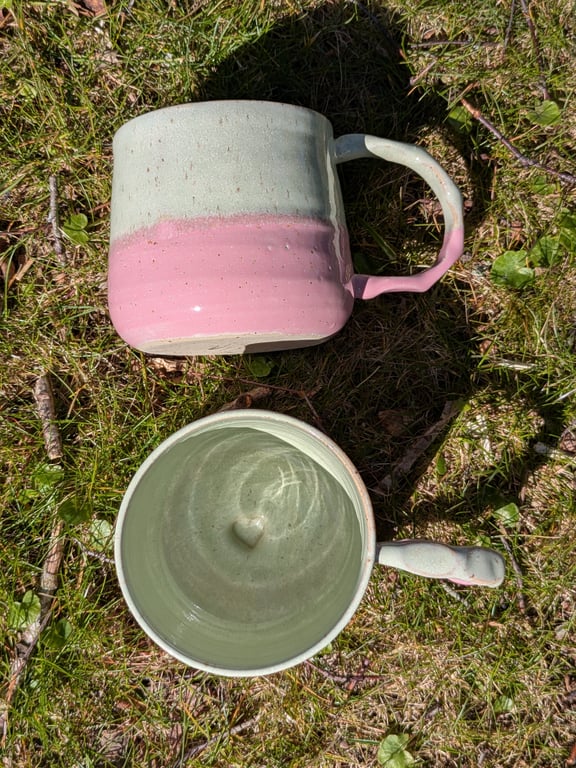 kop med ❤️ pink/pebermynte 