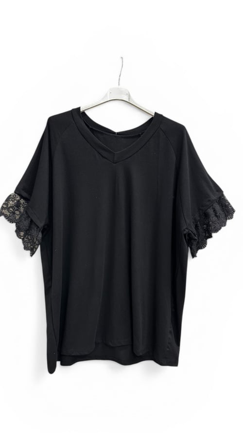 Fanny cotton blouse. Black w blonde. Onesize str. 38-48. (2)