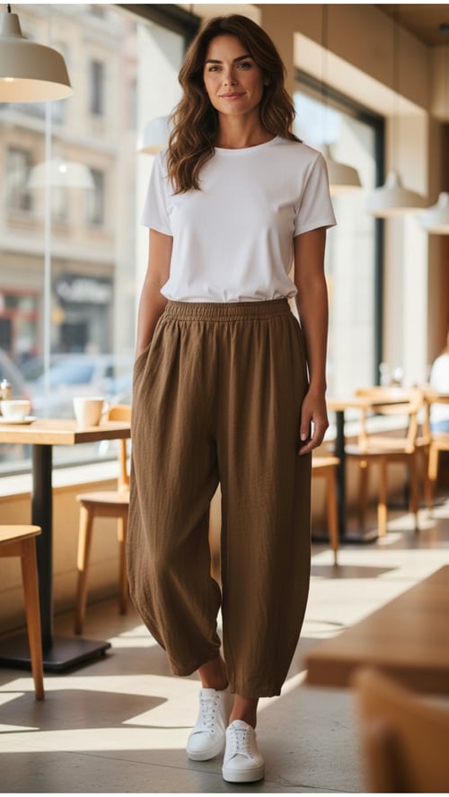 Elin wide pants, Mocca. Onesize 36-46. (2)