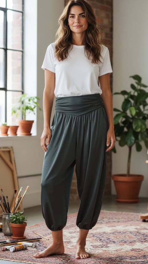 Petrea cotton harems pants. Dark grey. Onesize 36-46. (2)