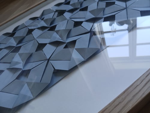 50x70cm, Foldet værk, dueblå, indrammet (4)